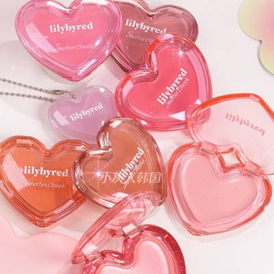 4月新▼两个送钥匙扣腮红！韩国lilybyred新款爱心珠光奶油腮红膏