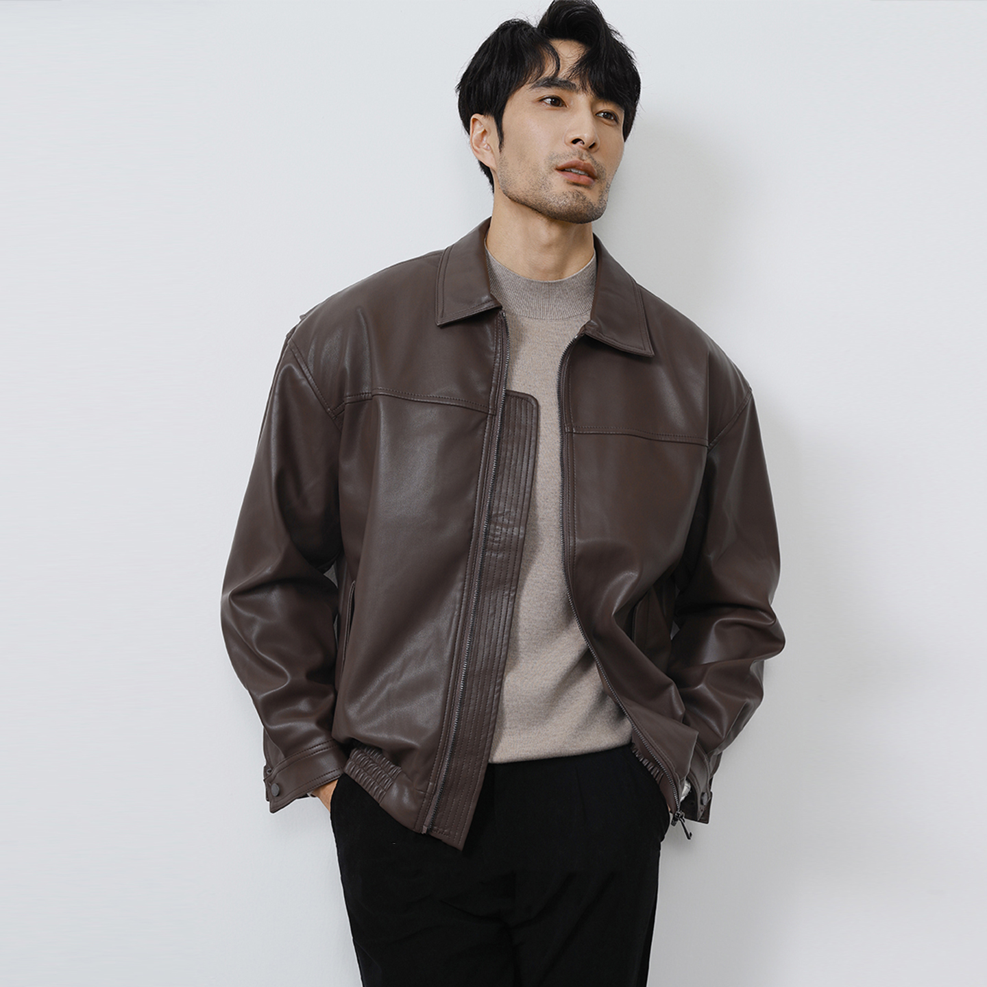 男士骑行机车服皮夹克外套