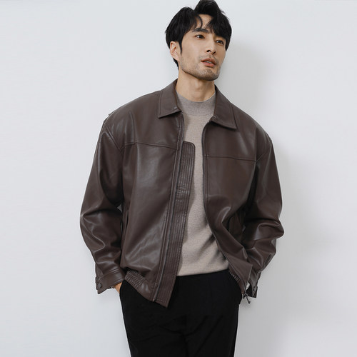 男士骑行机车服皮夹克外套