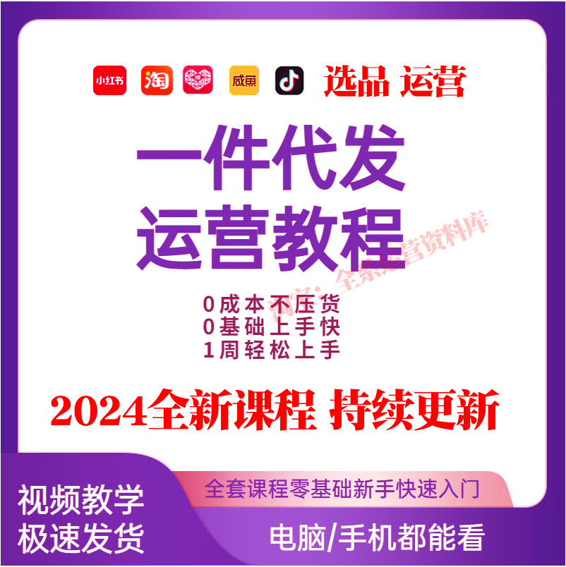 一件代发教程零基础全套运营视频淘宝抖音小店闲鱼小红薯电商课程