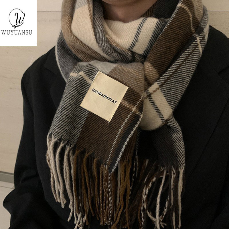 精品礼盒装女生围巾冬季保暖男女学生格子情侣围脖男披肩生日礼物