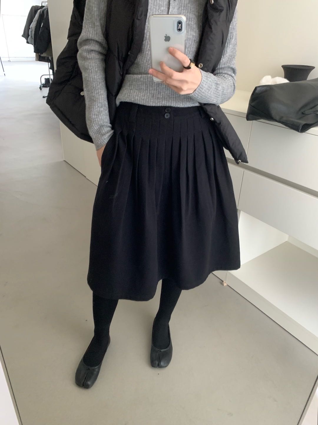 秋冬磨毛百褶中裙女时尚暗格纹理半身裙复古时尚显瘦高腰毛呢裙子