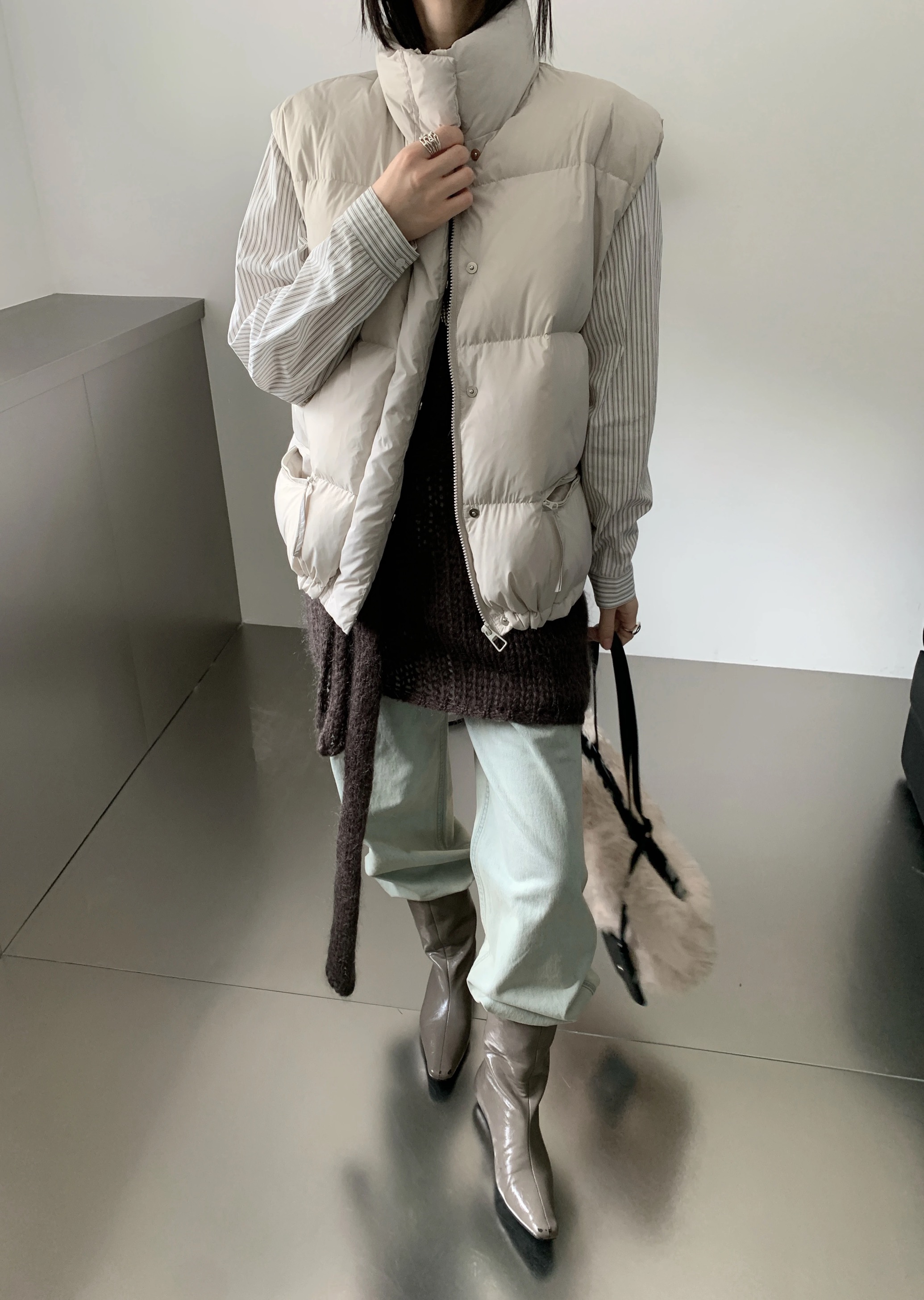 韩标dunvegan2025秋冬立领鹅绒马甲帅气百搭短款时尚休闲羽绒背心