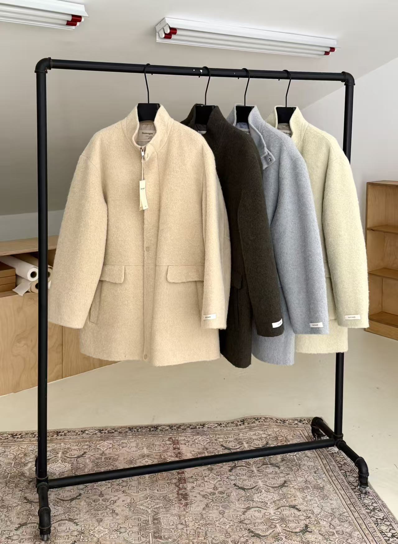 韩国Dunvegan2025秋冬新立领苏力羊驼绒中长款羊毛大衣高级感外套