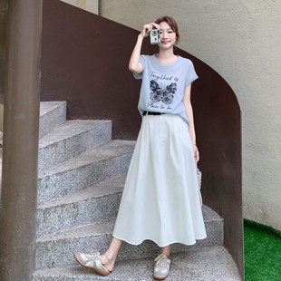 半身裙两件套 韩里韩气穿搭套装 女2025夏季 新款 设计感休闲印花短袖