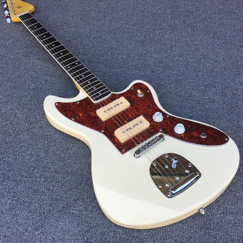好音乐美洲豹jaguar款电吉他 奶白色琴身 双双拾音器 可定制颜色