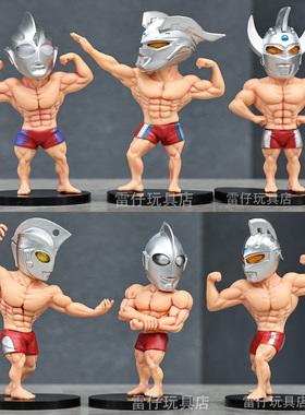 网红健美肌肉超人手办雕像模型玩偶男孩子礼物蛋糕装饰机箱摆件