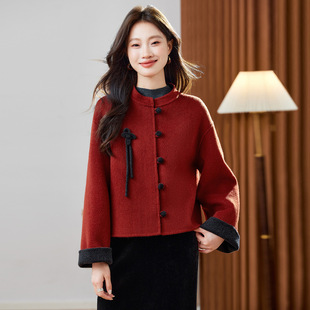 小个子中国风时髦外套双面呢羊毛大衣 女装 ZH2636 新款 2025秋冬季