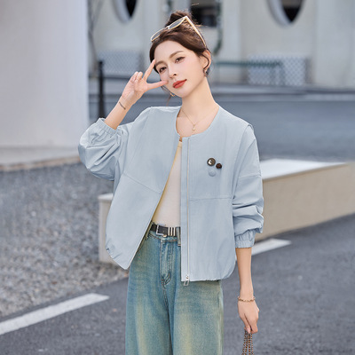 圆领短款外套2026春季新款女装小个子时尚休闲宽松夹克潮MS8863