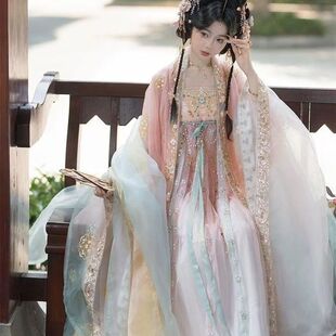 花朝记【小殿下】华丽唐风齐胸裙刺绣大袖斗篷华丽汉服日常超仙