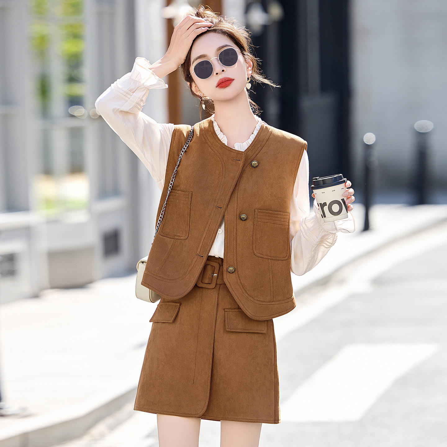 休闲风小个子精致外套2026春季新款百搭学院风短款时尚麂皮绒上衣,女装/女士精品,时尚套装,淘宝优惠券,粉丝福利购,淘宝优惠卷