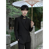 中山春秋季 新款 男外套订婚新郎结婚礼服西服高档唐装 盘扣西装 中式