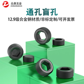 12.9级盲孔高强度合金钢内六角堵头PT1 8丝堵喉塞螺塞NPT3
