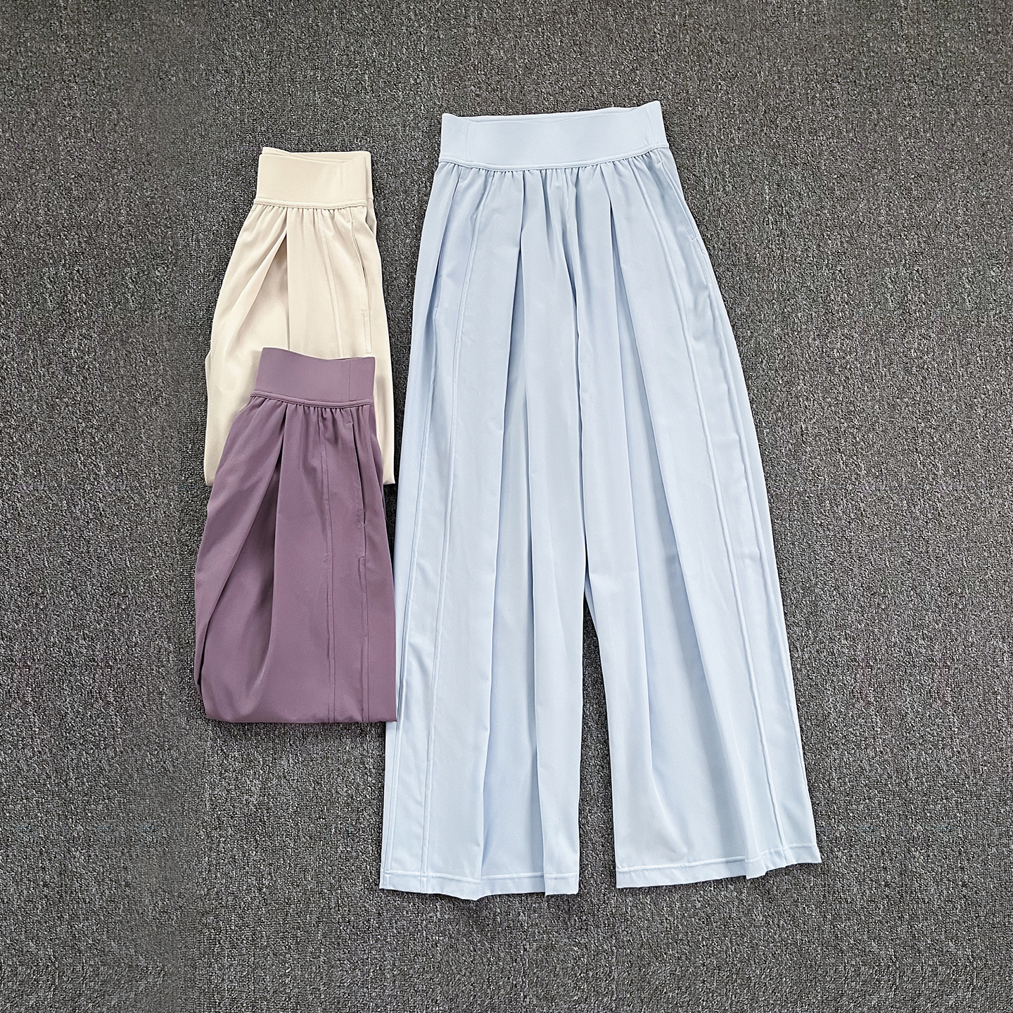 夏天直筒运动长裤高腰休闲健身裤跑步训练裤速干透气收腹薄宽松阔