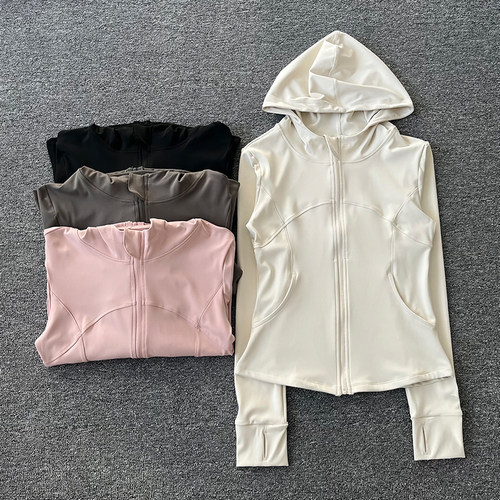 瑜伽服外套运动上衣女连帽修身显瘦跑步训练秋冬季专业健身服长袖