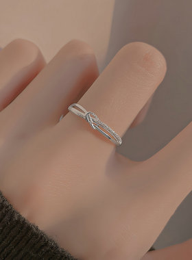 菲菲珠宝满天星戒指女小众设计食指素圈开口指环时尚个性闺蜜对戒