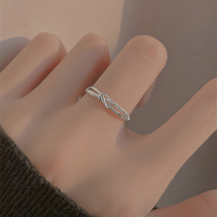 菲菲珠宝满天星戒指女小众设计食指素圈开口指环时尚个性闺蜜对戒