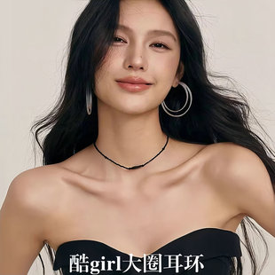 菲菲珠宝圈圈耳环女轻奢高级感双层耳圈超好看独特夸张方圆脸耳饰