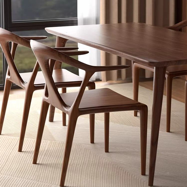 北美黑胡桃木极简家用北欧实木鸭舌椅白蜡木扶手椅新中式靠背椅子