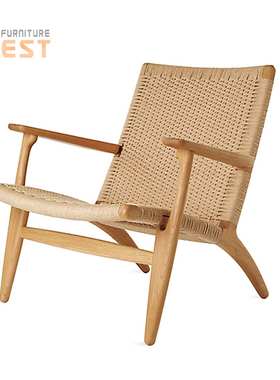 Wegner plank chair北欧设计师编织椅休闲单椅简约成人实木编绳椅