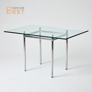 LC12  table Le Corbusier设计师餐桌茶几家具不锈钢透明钢化玻璃