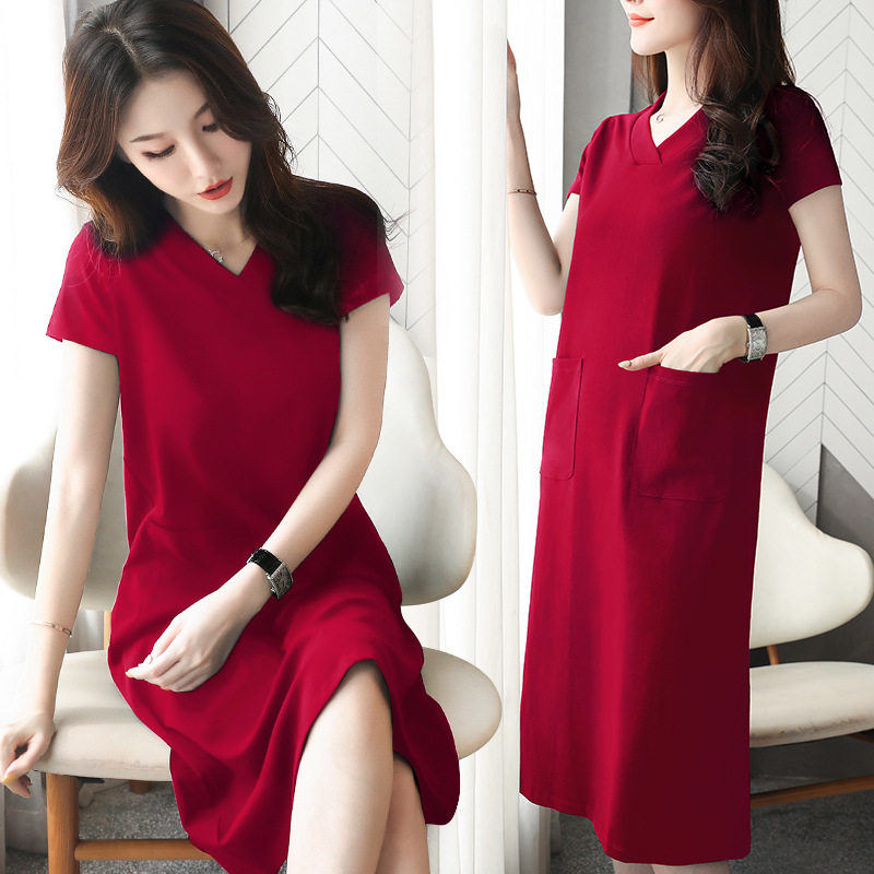 红色气质连衣裙春夏女神范衣服v背心吊带