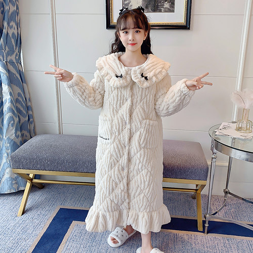 御寒保暖冬季外穿长款睡袍