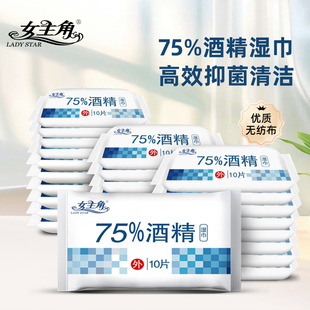 随身便携家用车载酒精湿巾独立小包 女主角75%酒精消毒湿巾10片装