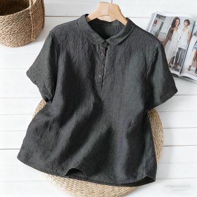 汉麻衬衫女短袖上衣小衫