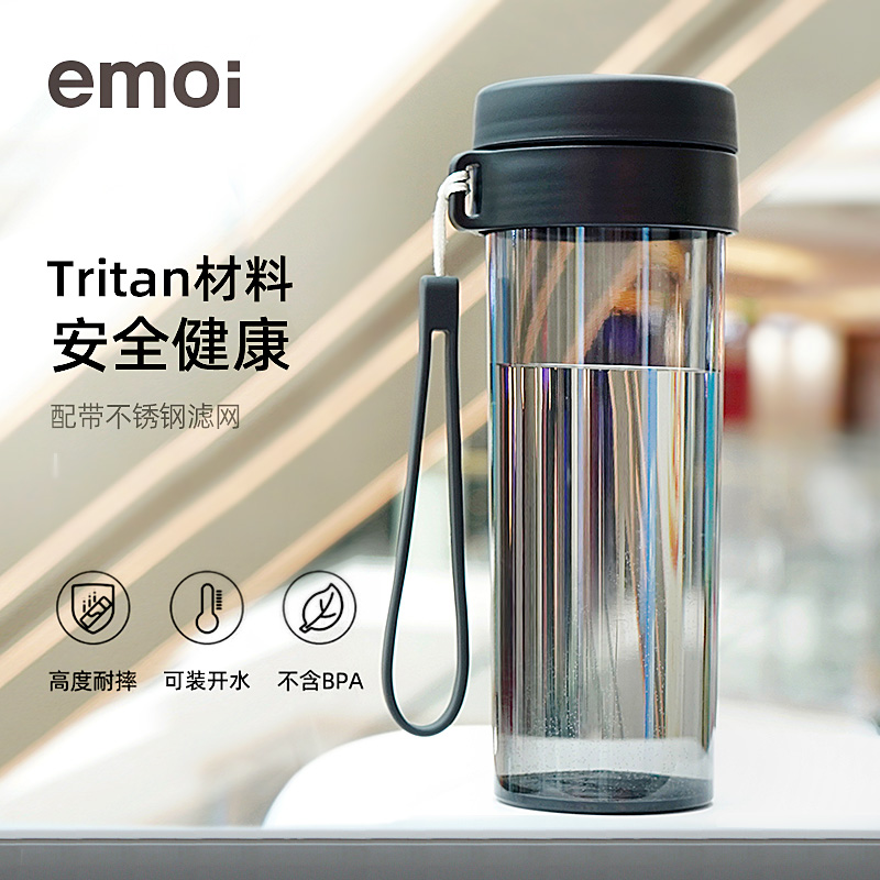emoi2024新款简约水杯男士便携夏季塑料水壶大学生防摔耐高温杯子