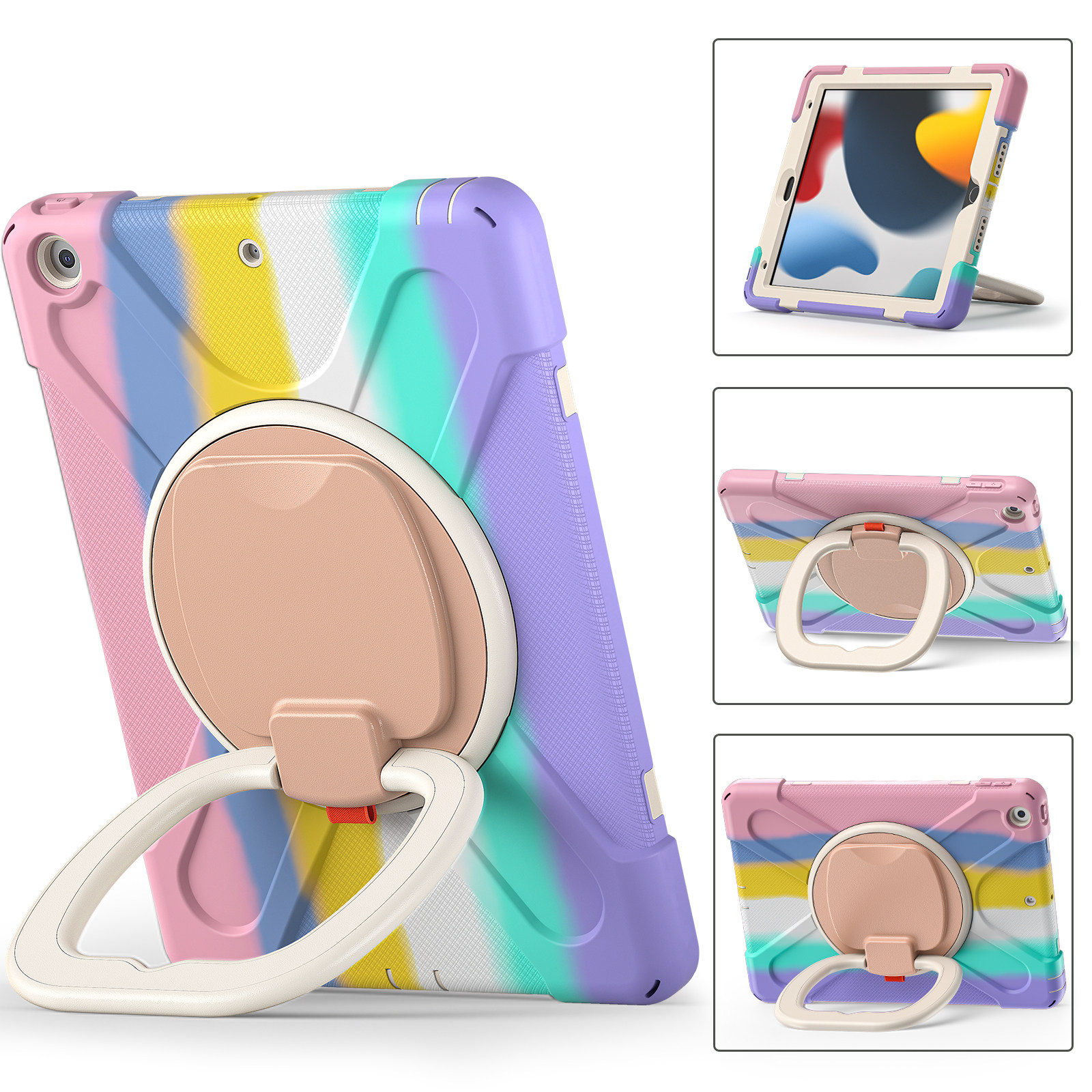适用ipad9保护套2021pro11硅胶竖屏支架12.9硬壳防弯曲mini6挂绳