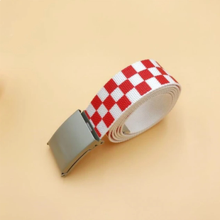 男人女人黑白格子布帆布棋盘格子布腰带腰带3.8厘米腰带休闲格子