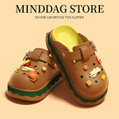 EVA卡通汉堡洞洞鞋 女士厚底增高透气柔软舒适外穿高级感学生凉鞋