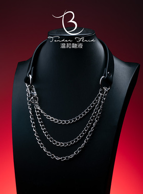 【三叠】choker项链真皮k9男女颈圈项圈真皮K9小狗牵引绳窒息情调