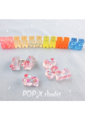 小熊软糖马卡龙blingbling耳钉