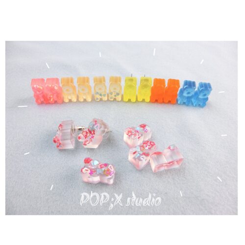 小熊软糖马卡龙blingbling耳钉
