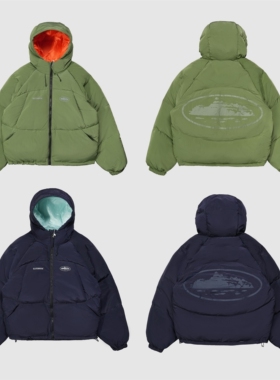 现货CORTEIZ恶魔岛羽绒服3M反光高蓬550美式嘻哈通勤机能短宽BOXY