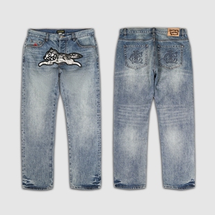 现货BBC飞狗直筒baggy牛仔裤美式嘻哈CLEANFIT马思唯BOXY弯刀裤