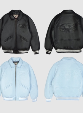 现货CORTEIZ恶魔岛重磅真皮衣短宽棉夹克外套嘻哈VIBE美式BOXY