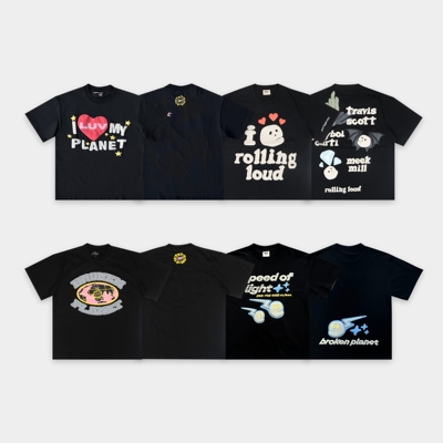 现货BROKEN PLANET发泡短宽BOXY小领口重磅短袖T恤美式CLEANFIT