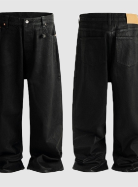 现货刷蜡涂层OPIUM原牛牛仔裤BAGGY弯刀直筒嘻哈美式潮流暗黑风