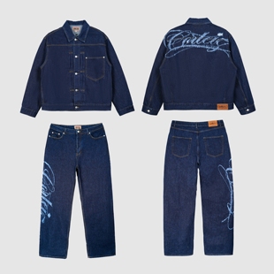 现货CORTEIZ恶魔岛牛仔裤夹克外套破坏BOXY短宽美式嘻哈CLEANFIT