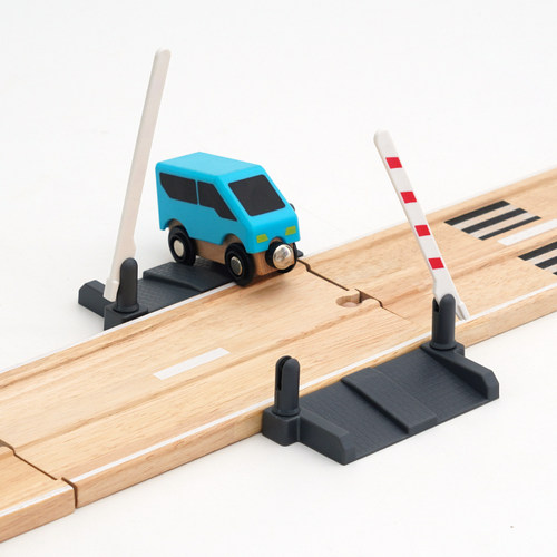 勒酷小火车轨道积木制公路配件 积木场景配件拓展拼搭益智玩具2岁