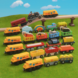 勒酷儿童木质轨道电动火车玩具多款 彩色小汽车配件男孩益智玩具