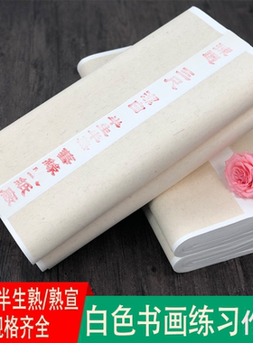四尺对开半生半熟初学者书法练字白色生宣毛笔国画山水作品书画纸