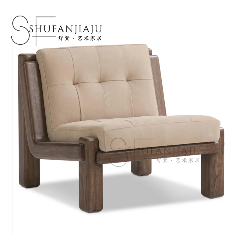 中古实木沙发椅客厅休闲单人躺椅复古酒店民宿样板间民宿懒人椅