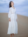 民族风连衣裙女 白色旅拍草原沙漠长裙云南西藏旅游度假裙子很仙