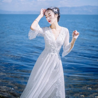 海南三亚旅游拍照超仙风沙滩裙