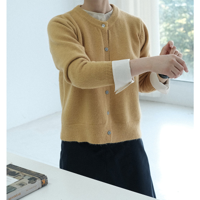 新款基础款圆领针织开衫外套