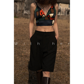 五分阔腿中裤 高腰简约ins中性黑色西装 女 夏新品 与她小众原创设计